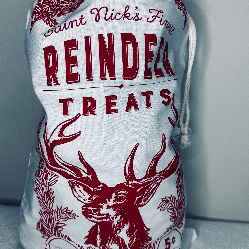 Christmas Canvas Reindeer Treats Gift Bag Decoration Stocking Delivery Sack